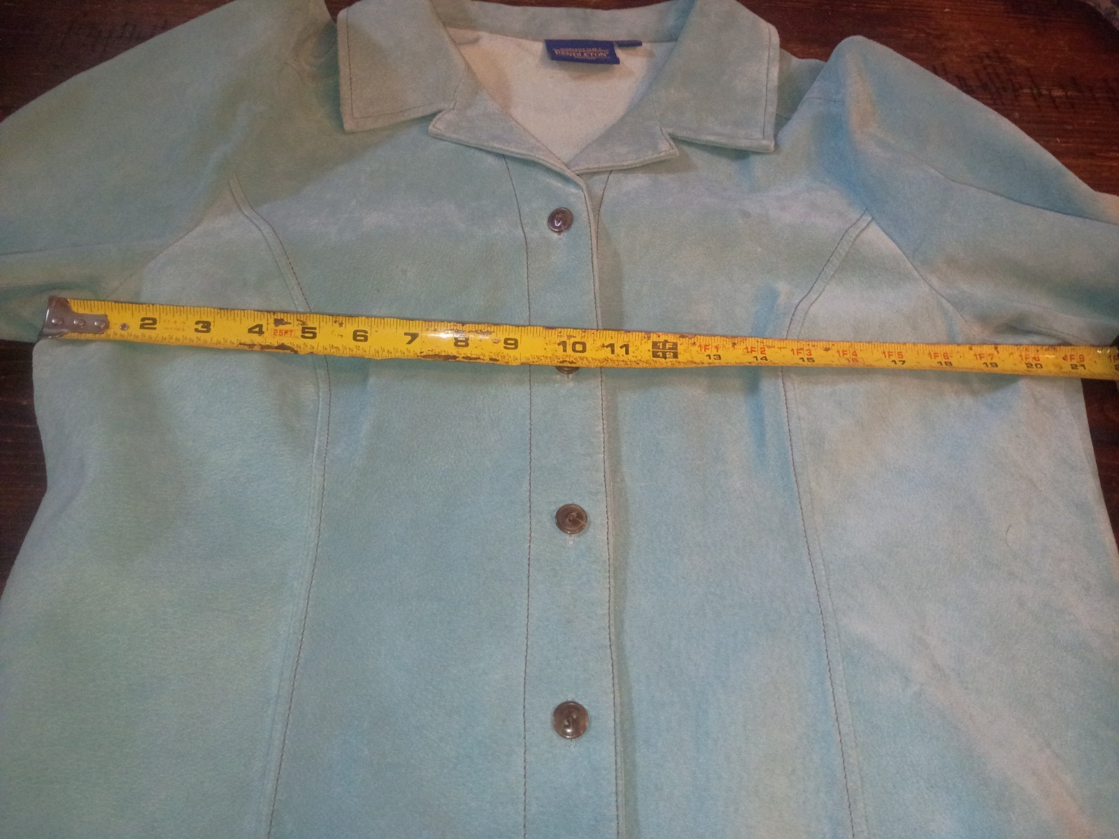 Pendleton 100% Pig Suede Leather Blue Button Up J… - image 6