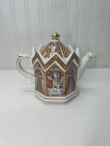 Vtg James Sadler China Teapot King Henry VIII & His 6 Wives England Collectible - Picture 4 of 15