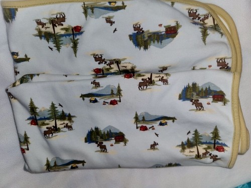 2005 Gymboree Happy Moose Outdoor Camping Tree Tent Cotton Receiving Blanket - Picture 11 of 11