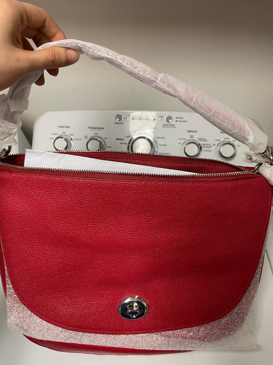 Coach - $450 NWOT Pebbled Leather Turnlock Hobo Bag RED 24771 | eBay