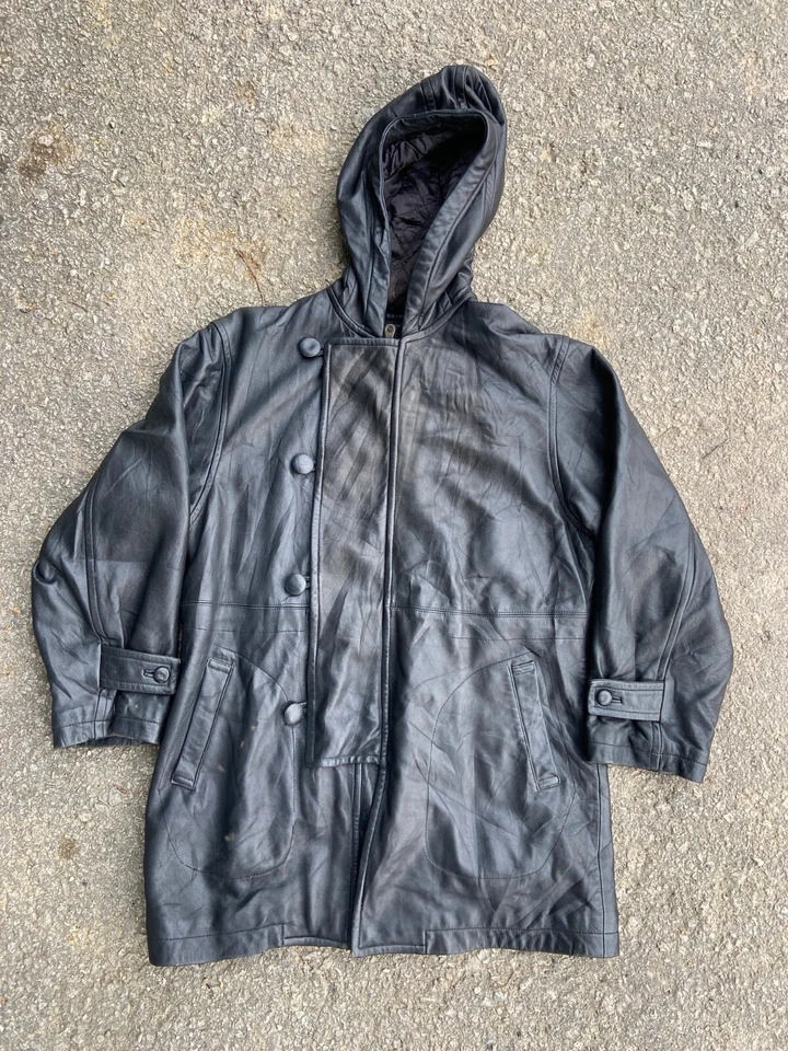 Yohji Yamamoto Workshop Leather Hooded Jacket - Image 2 of 4