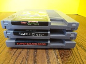 NES SUPER MARIO BROS. BATTLE CHESS TMNT Bundle Pins Polished Working ~FAST S/H