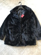 Women's Size M Andrew Marc Coat Faux Fur Black
