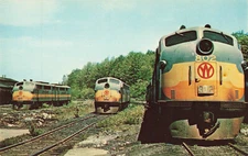 Postcard New York Ontario & Western 802 Locomotives Three Diesels Middletown NY