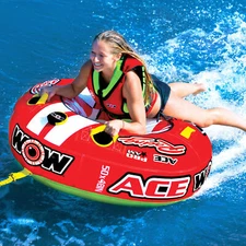 WOW Sports Ace Racing Towable Boat Tube with Foam Handles (15-1120)