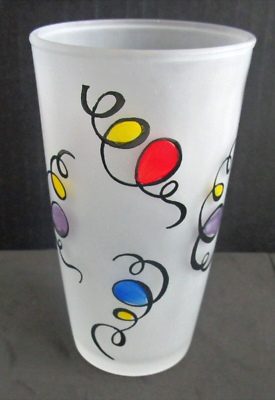 4 Vintage Frosted 5 1/8" Drinking Glasses with Squiggle Designs | eBay