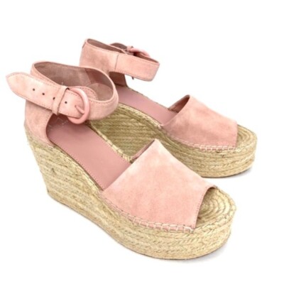 Marc Fisher Sz Alida Pink Suede Platform Wedge Espadrilles Sandals New 