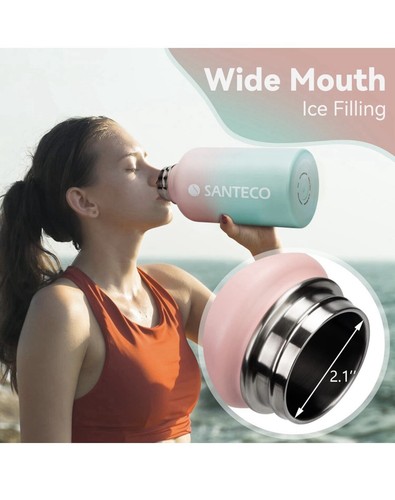 Santeco Borraccia in Acciaio Inox con Cannuccia e 2 Coperchi, 1900ml/64oz Va - Foto 4 di 7