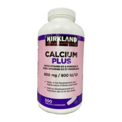 kirkland Signature Calcium Plus with Vitamin D3 & Minerals, 600mg/800IU, 500 tab
