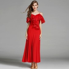 Latin Ballroom Dance Dress Modern Salsa Waltz Standard Long Dress C069 3 Colors