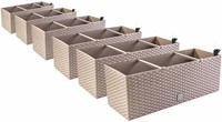 Pafen 6X Balkonkasten Blumenkasten Rattan-Optik Pflanztopf BlumenküBel Mocca