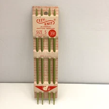 EZY KNIT Aluminum Knitting Needles #481 Double Pointed Size 5  7" USA NOS Vtg