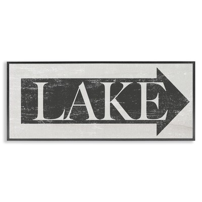 Stupell Industries Lake Arrow Sign Grey and White Distressed, Design by Daphn...