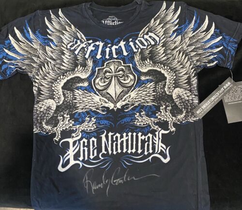 AFFLICTION Signature Series THE NATURAL Randy Couture Men Sm T-SHIRT Autographed - Picture 1 of 3
