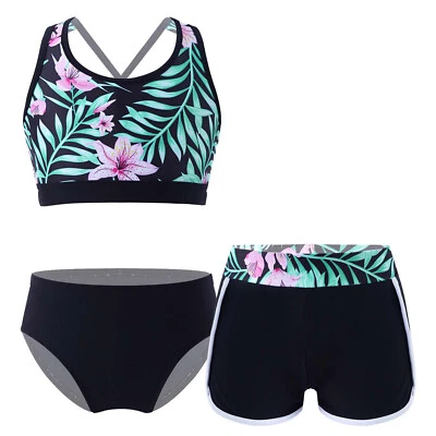 DE ranrann Mädchen Tankini Bikini Set Badeanzug Top +Slip +Shorts Badebekleidung