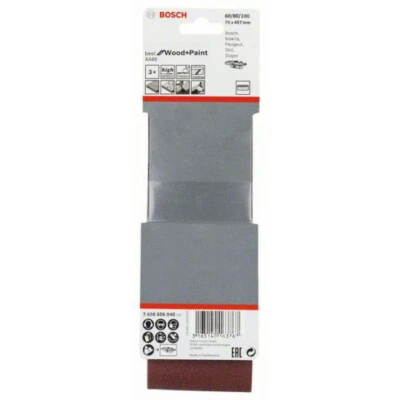 BOSCH - Set de bandes abrasives - Grain 60/80/100 (Lxl) 457X75 mm - 2608606040 - Photo 1/2