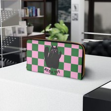 Cartera Gato Divertida A Cuadros, Cartera Dedo Medio Gato Negro, Linda Cartera Kawaii