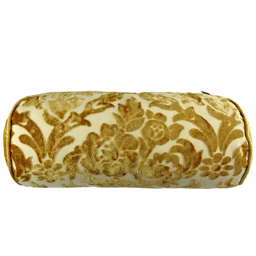 Pier 1 Imports Velvet Pillow Bolster Lumbar Throw Accent Floral Embossed 18"x8"