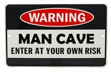 Man Cave Warning Garage Shop Man Cave Club Game Room Metal Sign 