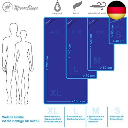 NirvanaShape 2er-Set Mikrofaser Handtücher 140 x 70 + 120 x 60 cm, leichte, - Bild 4 von 5