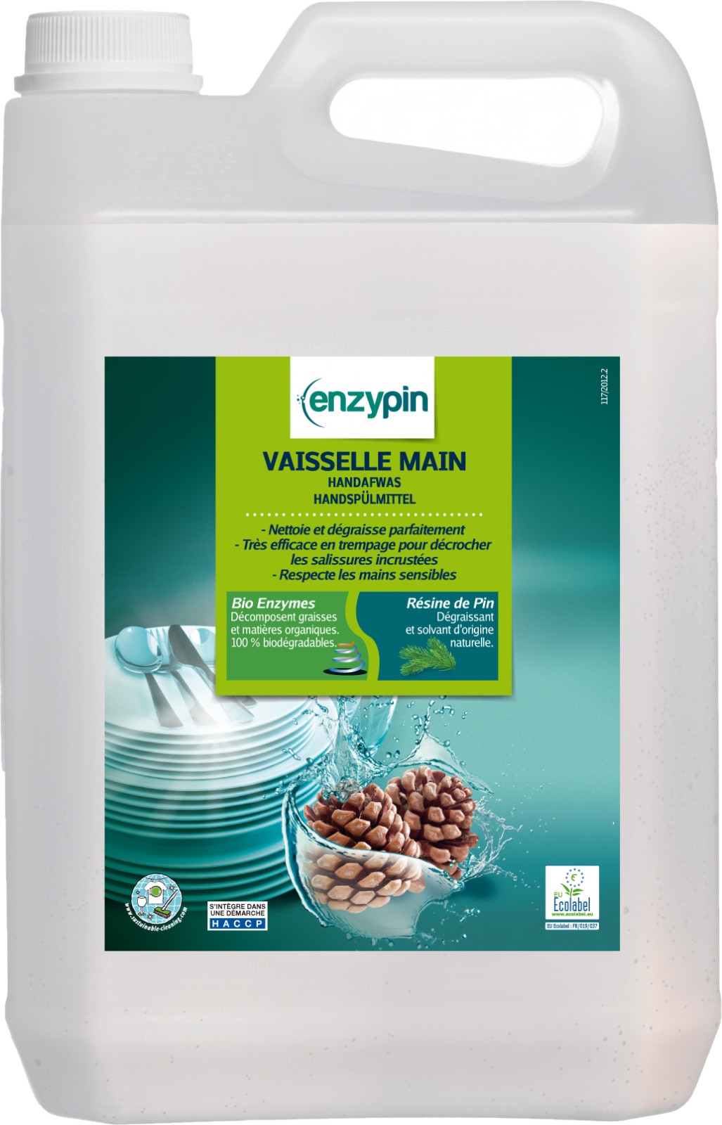 Enzypin vaisselle mains liquide concentré haut de gamme bidon de 5L