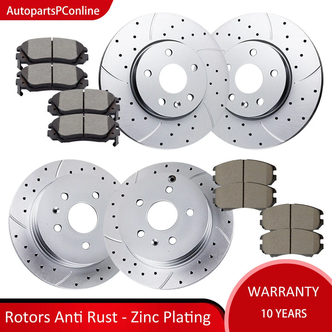 Front Rear Brake Rotors Disc and Pads Kits for Chevy Equinox GMC Terrain