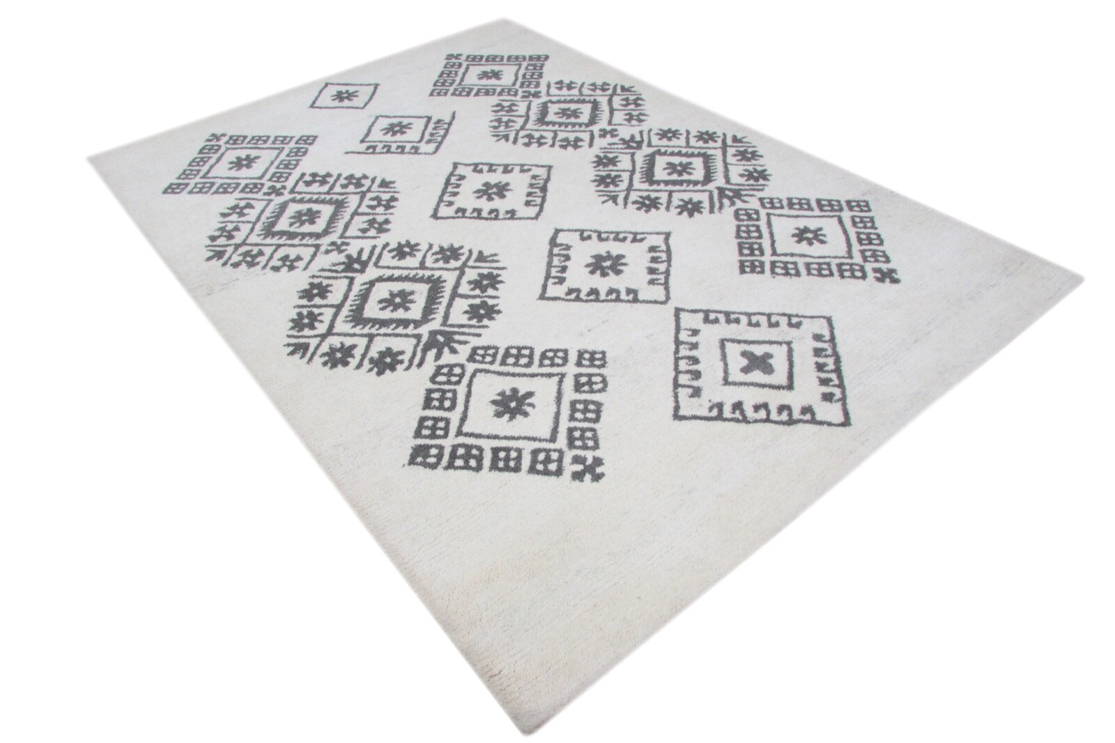 Color Marfíl Alfombra 100% Lana Beige 160x230 CM Hecho a Mano Gorro De