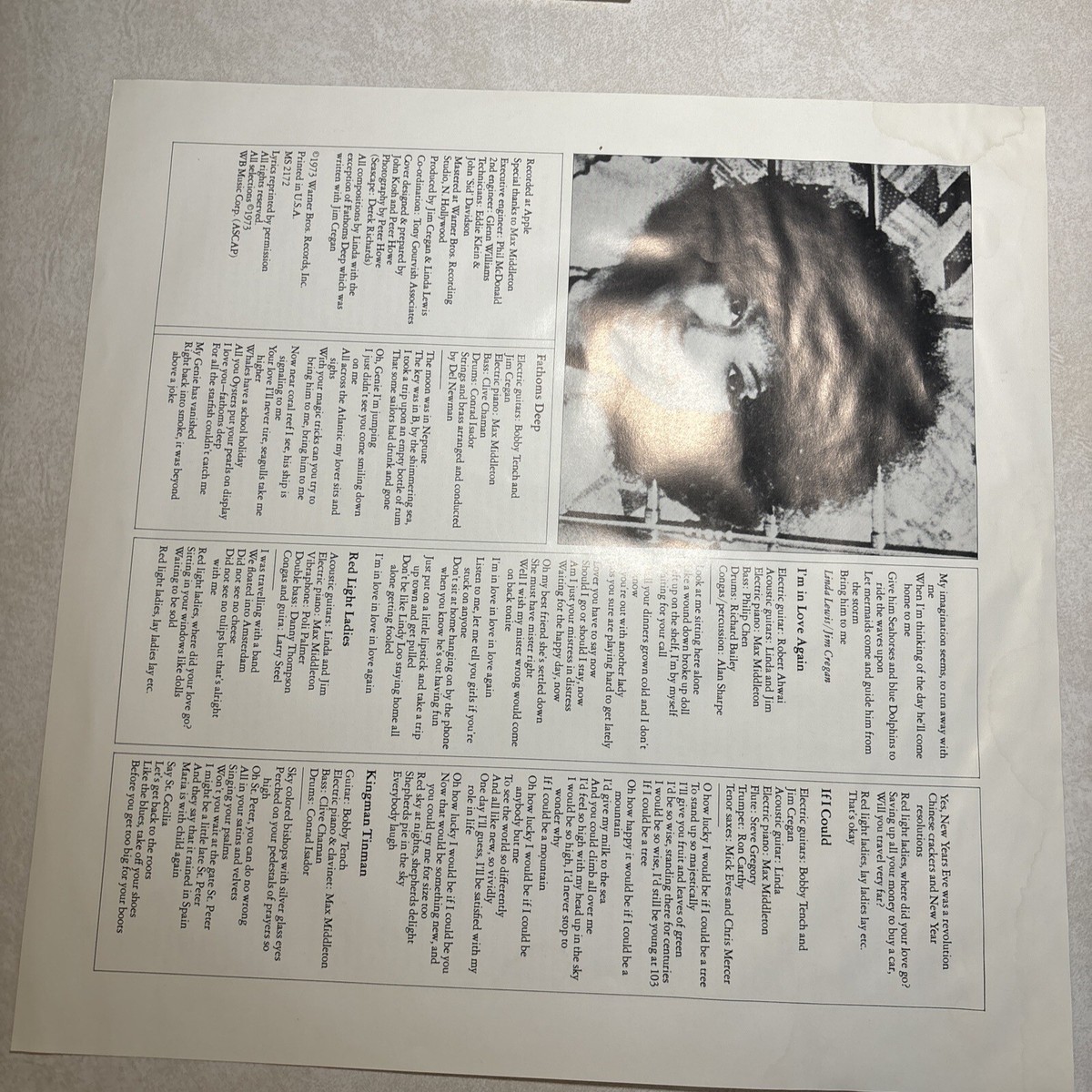 Linda Lewis~Fathoms Deep~White Label PROMO~1973 Reprise MS 2172