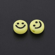 10MM Yellow Smiley Face Acrylic Bead 10MM x 5MM 