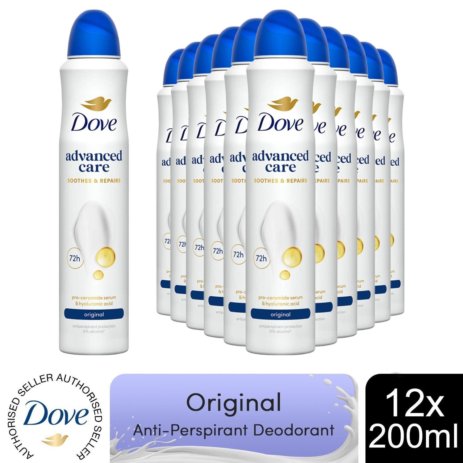 12x Dove Advanced Care Anti-Perspirant Deodorant Spray Original, 200ml