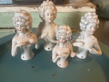 Rare Set Of 1920's German bisque & porcelain 4 half dolls demi figurines