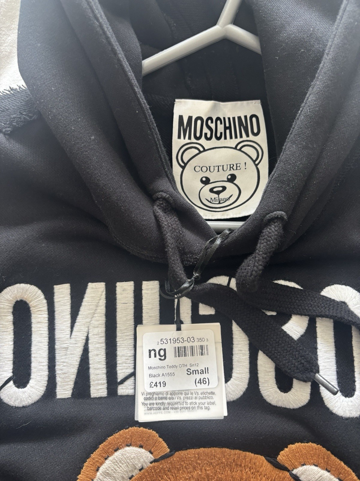 Moschino Teddy Bear Hoodie Size S image 2