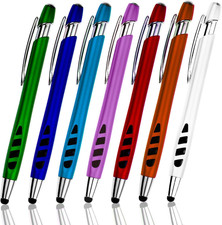 2-in-1 Stylus  Ballpoint Pen for Touch Screens, 7 Pack, Assorted Colors