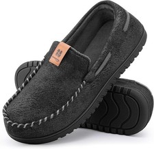 Men's Memory Foam Moccasin Slippers Warm Plush Indoor Outdoor House Shoes Gift