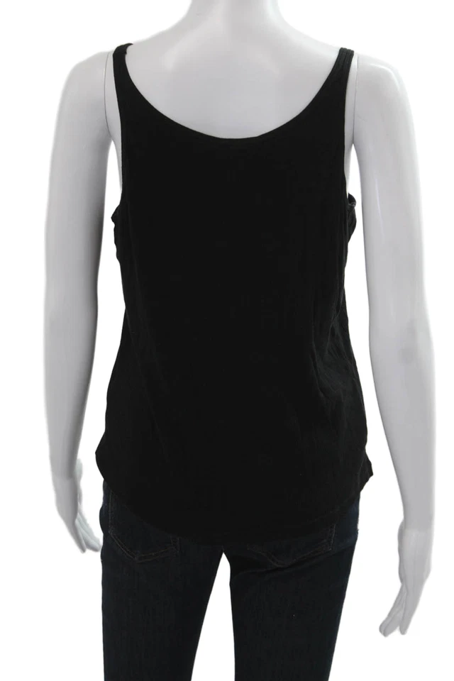 Camisola básica Skin para mujer negra 100 % algodón cuello redondo sin mangas talla 2 Foto 3 de 4