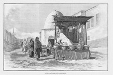 EGYPT Sketch at Fair, Old Cairo - Antique Print 1891