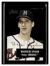 2003 Bowman Heritage #174a Warren Spahn Black Facsimile Signature Vertical