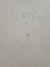 Pierre AMBROGIANI (1907-1985) "Nue au fauteuil" Dessin Cachet Collection 1954