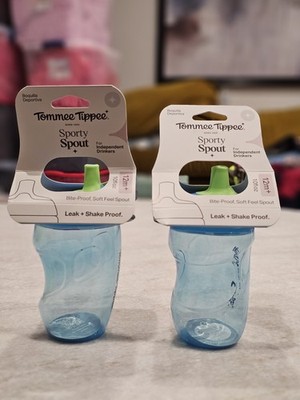2 Tommee Tippee Sporty Spout Bottle, 10oz, No Spill Toddler Water Bottle 12mon+
