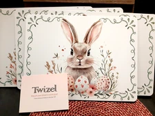 Twizel Set of 4 Cork Placemats , Rabbit , Easter Bunny 16 x 12 New