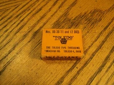 Vintage Toledo 3/8" Dies Nos. 00-30-11 & 12  Pipe Threading Tools  USA   NOS