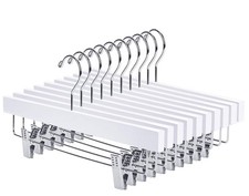 Nature Smile Wooden Pants Hangers Wood Bottom Jeans Skirt Hanger with Clips ...