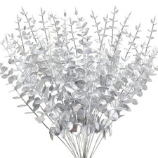36 Pcs Silver Eucalyptus Stems Artificial Leaves Faux Eucalyptus Stems Branch...
