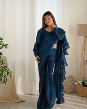 Designer Ready made Sari Bridal Silk Blouse Bollywood South Indian Ethnic Saree