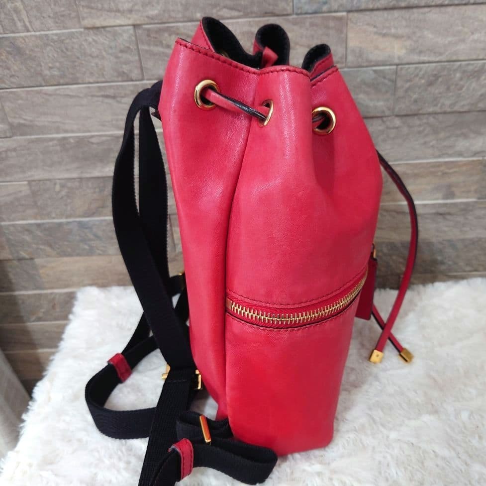 Marni Red Leather Mini Drawstring Backpack Genuin… - image 4