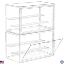 3-Tier Clear Acrylic Display Case for Collectibles - 2 Pack, Stackable &