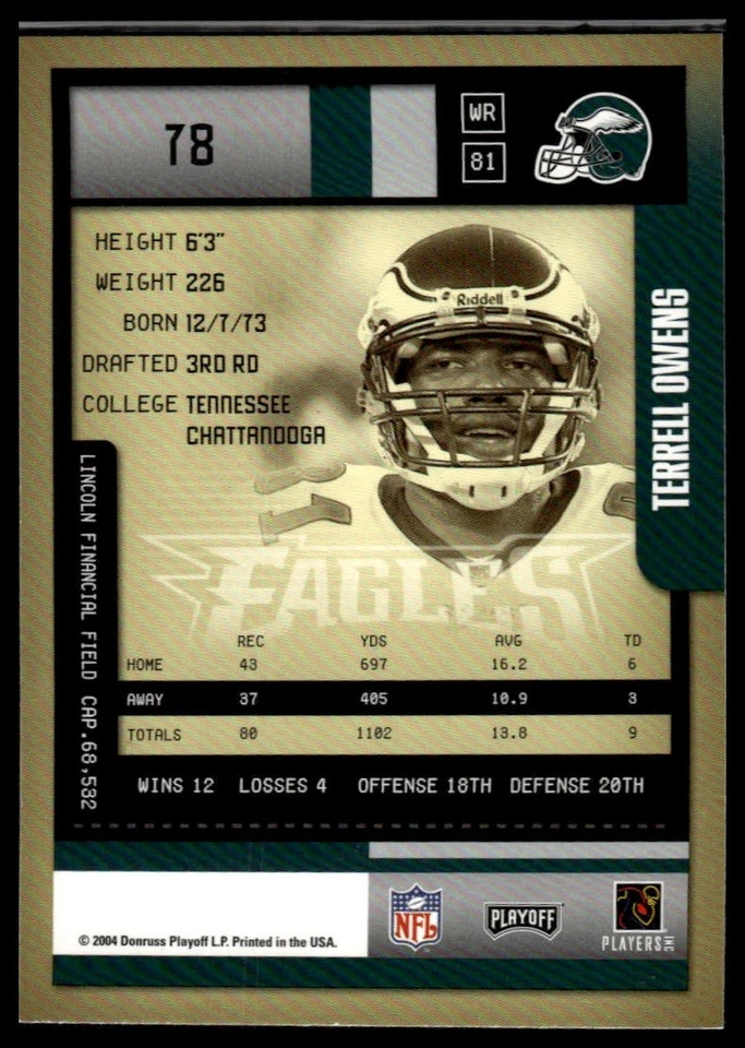 2004 Playoff Contenders #78 Terrell Owens - Image 2 of 2