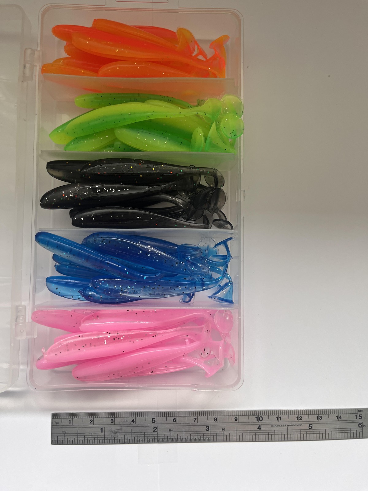 E&F Tackle Co 3" Paddle Tail Swim Shad Multi Lot 50 Soft Swimbaits w/ Case - Image 2