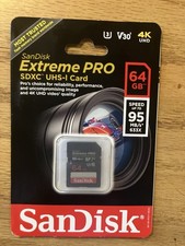 SanDisk 64GB 64G Extreme PRO SD SDXC Card 95MB/s Class 10 UHS-1 U3 4K Memory