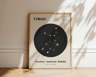 Virgo Star Constellation Art Print Zodiac Wall Neutral Decor Poster Unframed